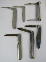 6 Vintage white metal penknives.