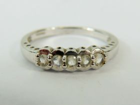 9ct white gold 'dk' white gemstone five stone ring (2.5g) 788815 Finger Size 'N'