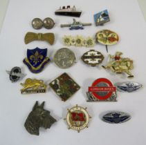 Selection of vintage enamel badges etc.