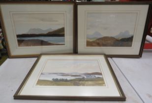 3 Framed Watercolours by Paul Phillips of scottish higlands, 18.5" by 14.5"
