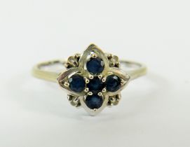 9ct White Gold Sapphire and Diamond set Flower pattern Ring. Finger size U-5 3.0g