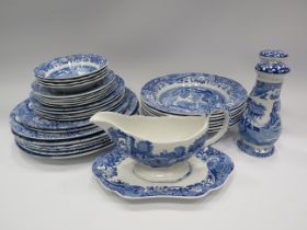 33 pieces of Spode Blue Italian dinnerware. (salt pot has a crack).