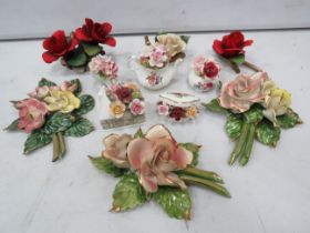 Selection of various Capodimonte porcelain flowers, Royal albert posies etc.