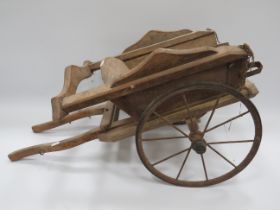 Vintage hand made model of a horsedrawn cart with Iron wheels. Measures approx 28 inches Long x 15 I