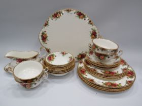 27 pieces of Royal Albert Old Country Roses dinnerware items.