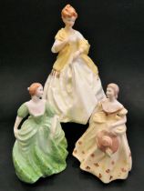 Royal Worcester Figurine 'First Dance' 6629 approx 7 inches tall, along with two Coalport Figurines