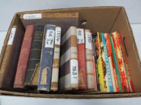 Box containing Antique Punch annuals and childrens annuals.