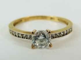 9ct Yellow gold CZ set ring.