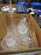 Selection of good quality crystal glass including decanters, bowls, candlesticks etc.