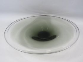 Very large uranium art glass bowl 16.5" diameter.