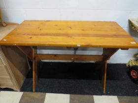 Simple pine table with 'X' frame. H:30 x W:48 x D:24 Inches. See photos. S2