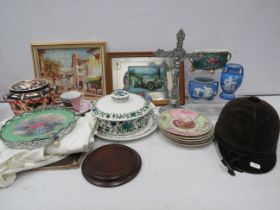 Mixed lot of various collectable items including a Rolls Royce mirror, silver plated crucifix,