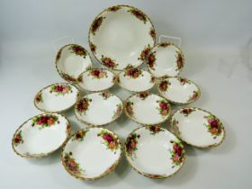 Large 9.5 inch Dish plus 12 Smaller Dishes… 5.5 inches all by Royal Albert in the Old Country Roses