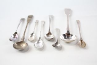 8 x Antique / Vintage Hallmarked .925 SILVER Salt Spoons Inc Georgian 52g 2346091