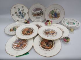 16 Christmas plates by Royal Worcester, Spode, etc and 4 china posies.