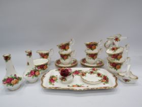 Royal Albert Old Country Roses Coffee cups and saucers plus other items, 20 pieces on total.