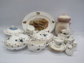 Mixed ceramics lot including a Rumptofts jar, large serving plate and china tureens etc.