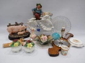 Mixed ceramics and glass lot to include Carnival glass, Paperweights, Aynsley etc.