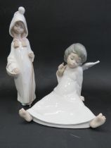 Lladro figurine 'Wondering Angel' 4962 , along with a Lladro Shepherdess with basket and staff, app