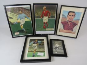 Selection of Framed and mounted Prints and images of Famous Footballers, most are autographed. See p
