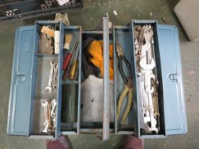 Cantilever tool box and a selection of tools.