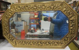 Brass framed bevel edge mirror, 30" by 18"