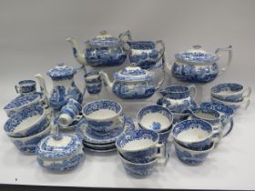 Over 40 pieces of Spode Blue Italian Teapots, Coffee pots, cups and saucers etc.
