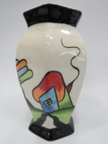 Lorna Bailey "Fantasia cottage" vase, 8" tall.