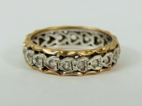 9ct Yellow and White Gold CZ Set Eternity Ring Finger size 'N-5 to O' 3.7g