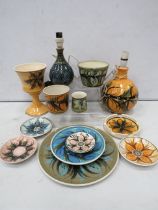 Selection of various Alvingham pottery, including lamps etc.