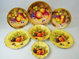 Edwardian China' Footed bowl Decorated with painted summer fruits and a selection of Aynsley Orchard