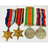 Quartet of WW2 Medals. 39-45 Star, Burma Star, Defence Medal plus 1939-1945 Medal,  all with ribbons