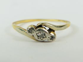 18ct Gold Antique Diamond Set Trillogy Ring (1.5g) 2030924