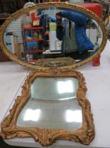 2 Vintage moulded plaster gilt framed mirrors