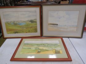 3 Framed watercolours by Paul Phillips, B Perry etc.