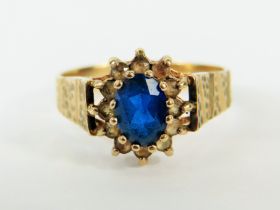 9ct Yellow Gold ring set with fancy gemstones. Fingers size 'N-5' to 'O' 2.5g