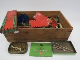 Vintage Mecanno in a wooden cadburys crate.