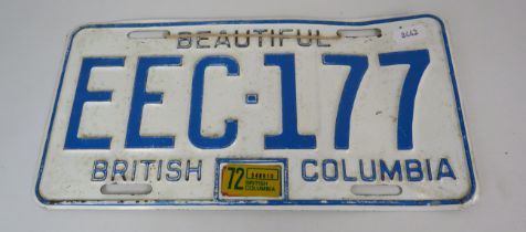 1972 British Columbia number plate.