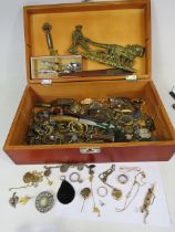 Box of interesting collectables included 9ct scrap gold, rolled gold and sterling silver items.