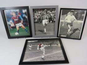 Four Autographed framed and mounted images of Footballers, most are autographed. See photos.