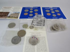 8 five pound coins, Golden Jubilee fifty pence, 2 british coin sets etc.