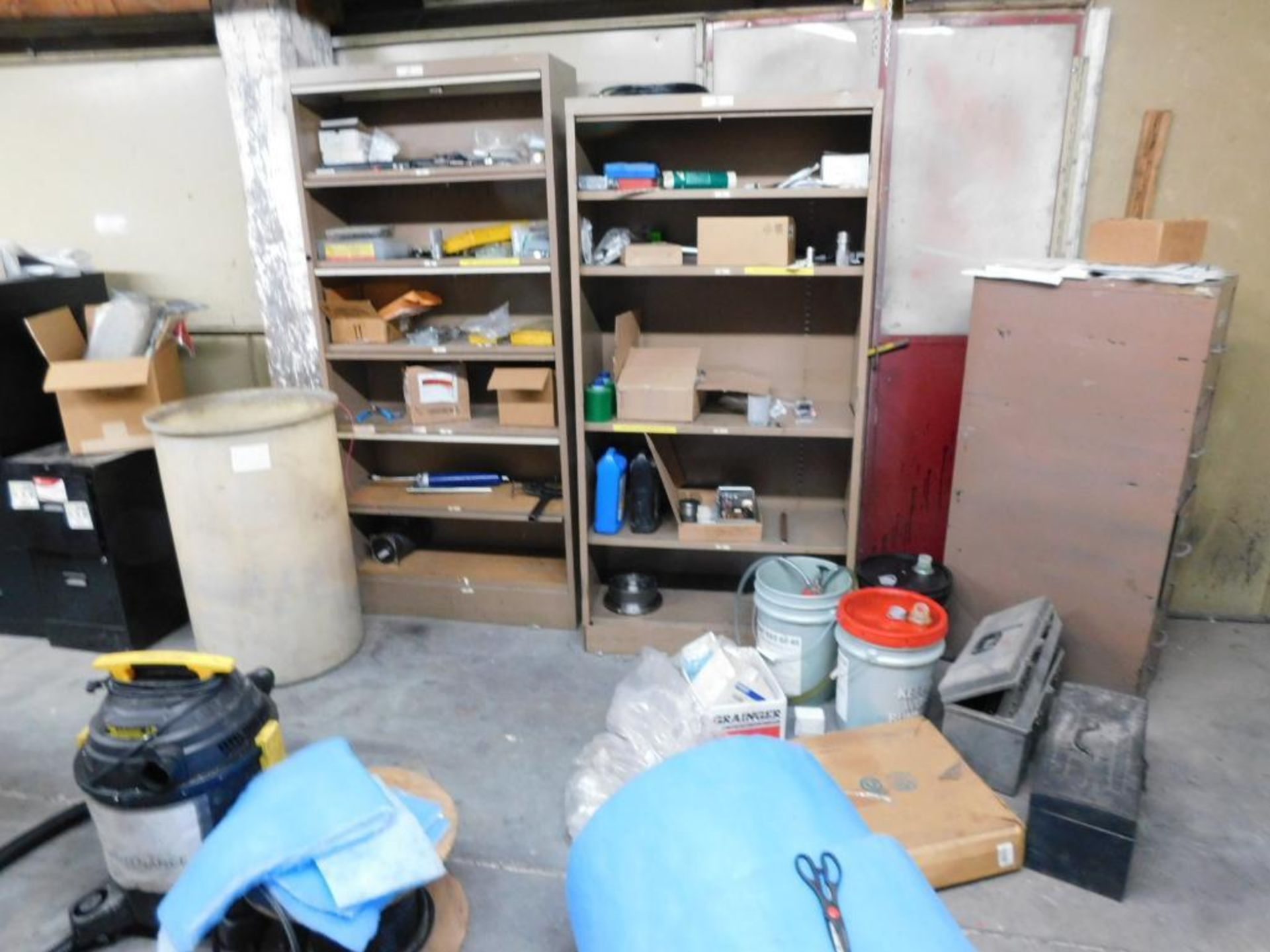 LOT: Contents of Room & Paint Booth, Assorted Filing Cabinets, Shelves w/Contents, Paint Mixer, - Image 3 of 8