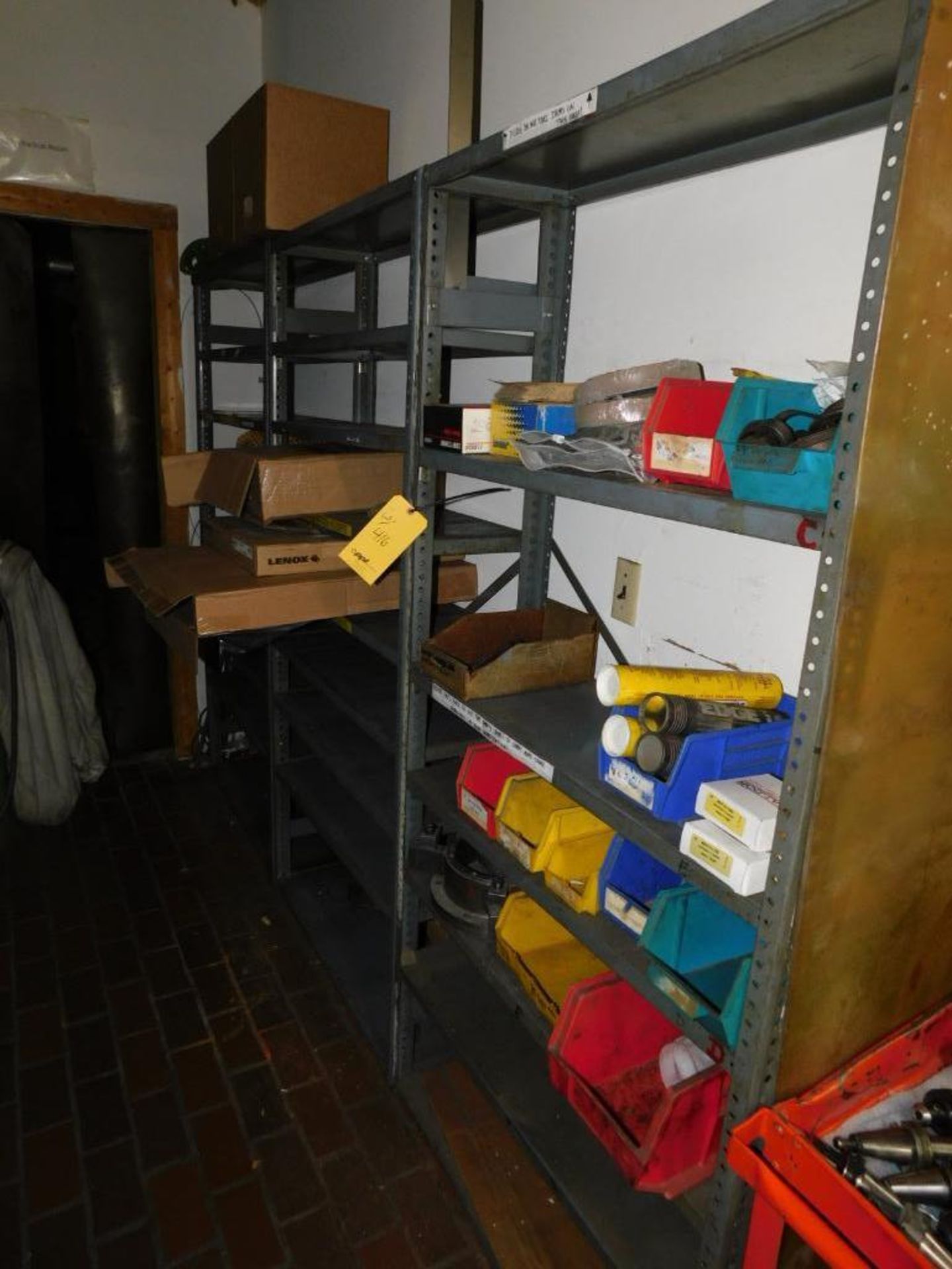 LOT: (3) Cabinets, (7) Shelves w/Assorted Abrasives, Belts, Hardware, etc. - Image 6 of 7