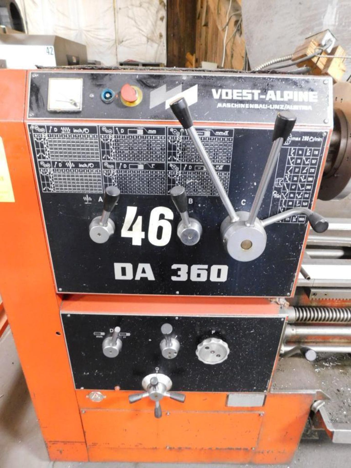 28”/38” x 120” Voest Alpine DA360 Gap Bed Engine Lathe, 20 HP, DRO, SR, S/N 1044647, (New 1980) - Image 11 of 12