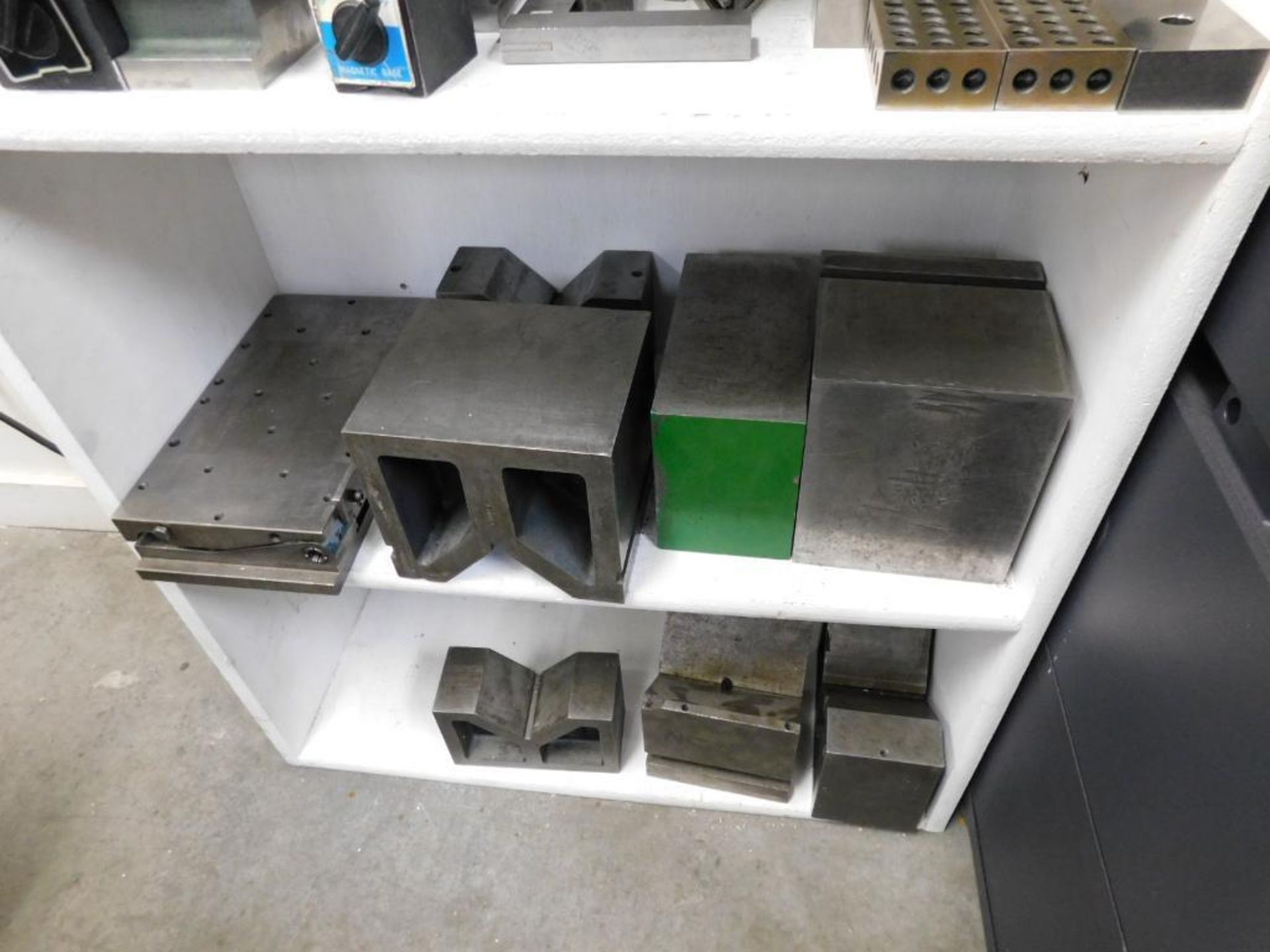 LOT: (2) Shelves w/Assorted Vises, Magnetic Bases, Blocks, etc. - Image 4 of 5