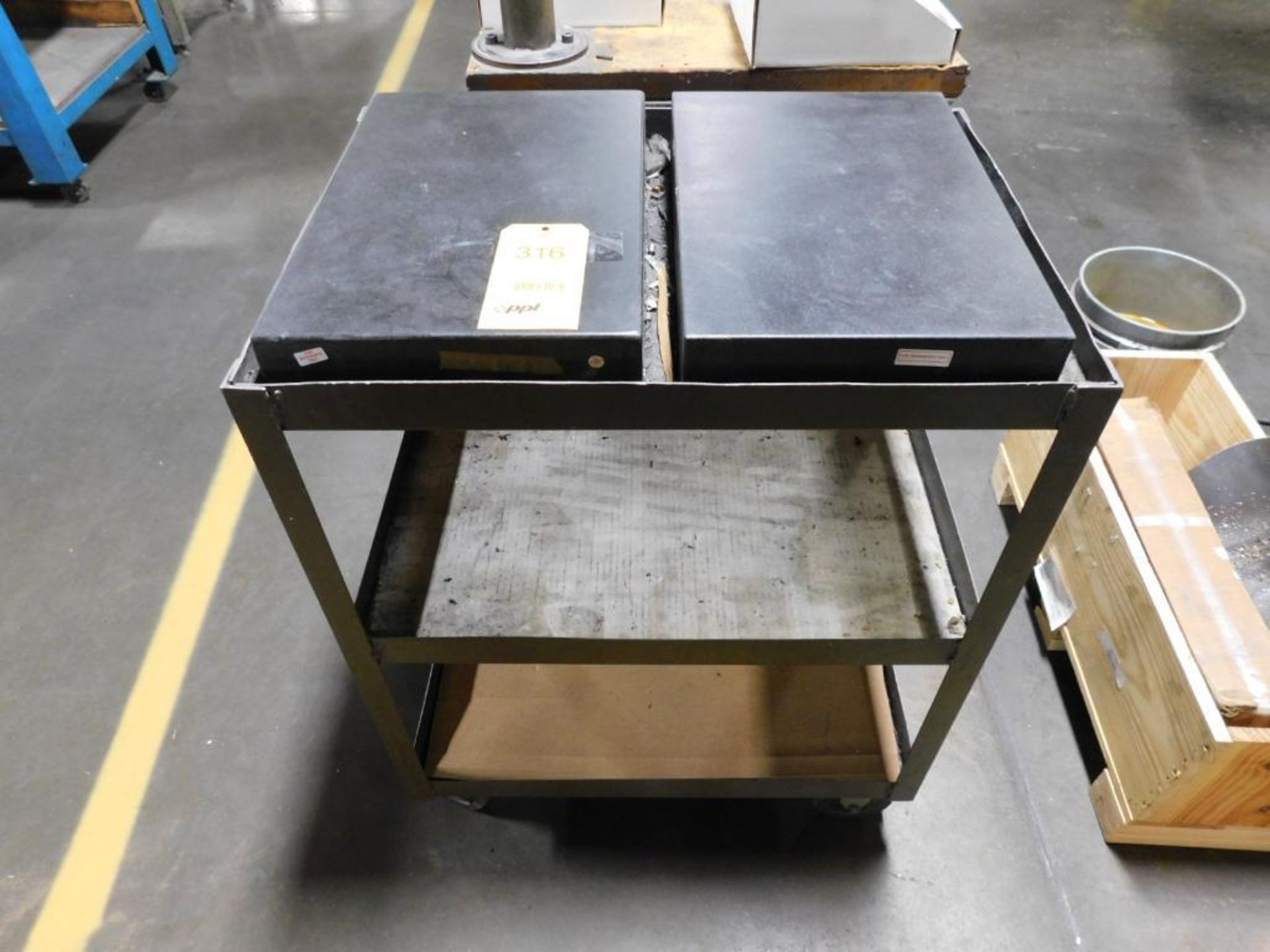 LOT: (2) 18" x 12" x 3" Granite Surface Plates on Rolling Cart