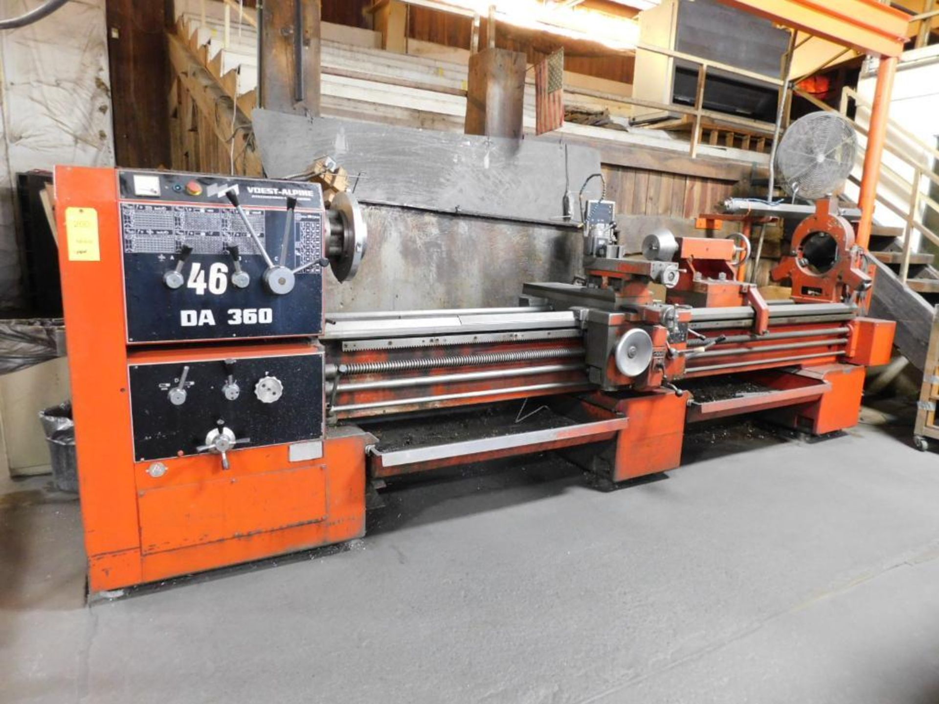 28”/38” x 120” Voest Alpine DA360 Gap Bed Engine Lathe, 20 HP, DRO, SR, S/N 1044647, (New 1980)