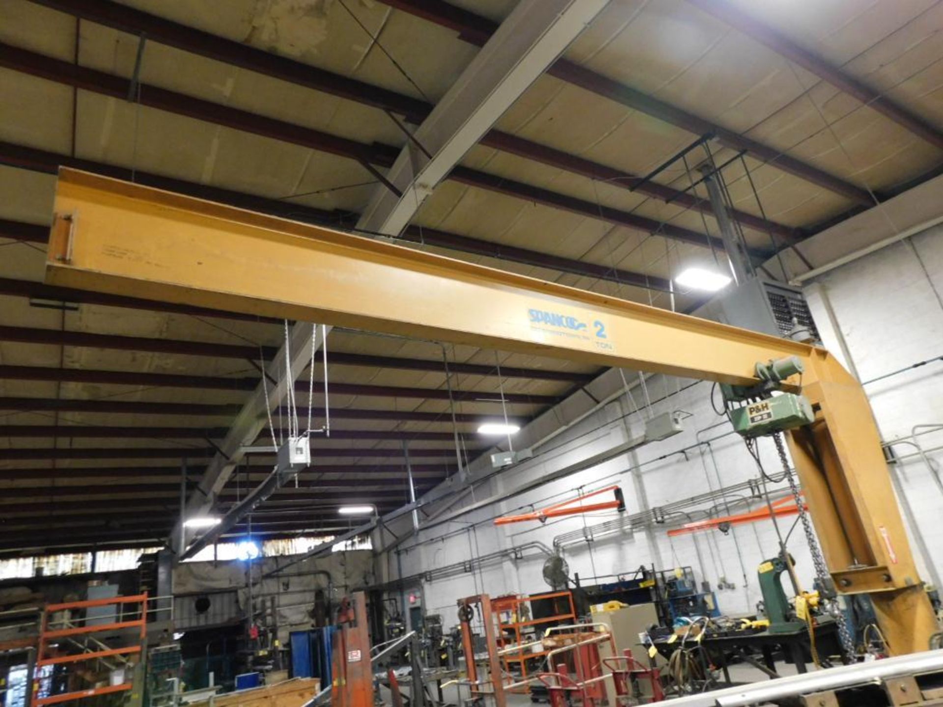 Spanco 2-Ton 15' Free Standing Jib Crane w/P&H Zip III 2-Ton Chain Hoist, Pendant Control - Image 2 of 4