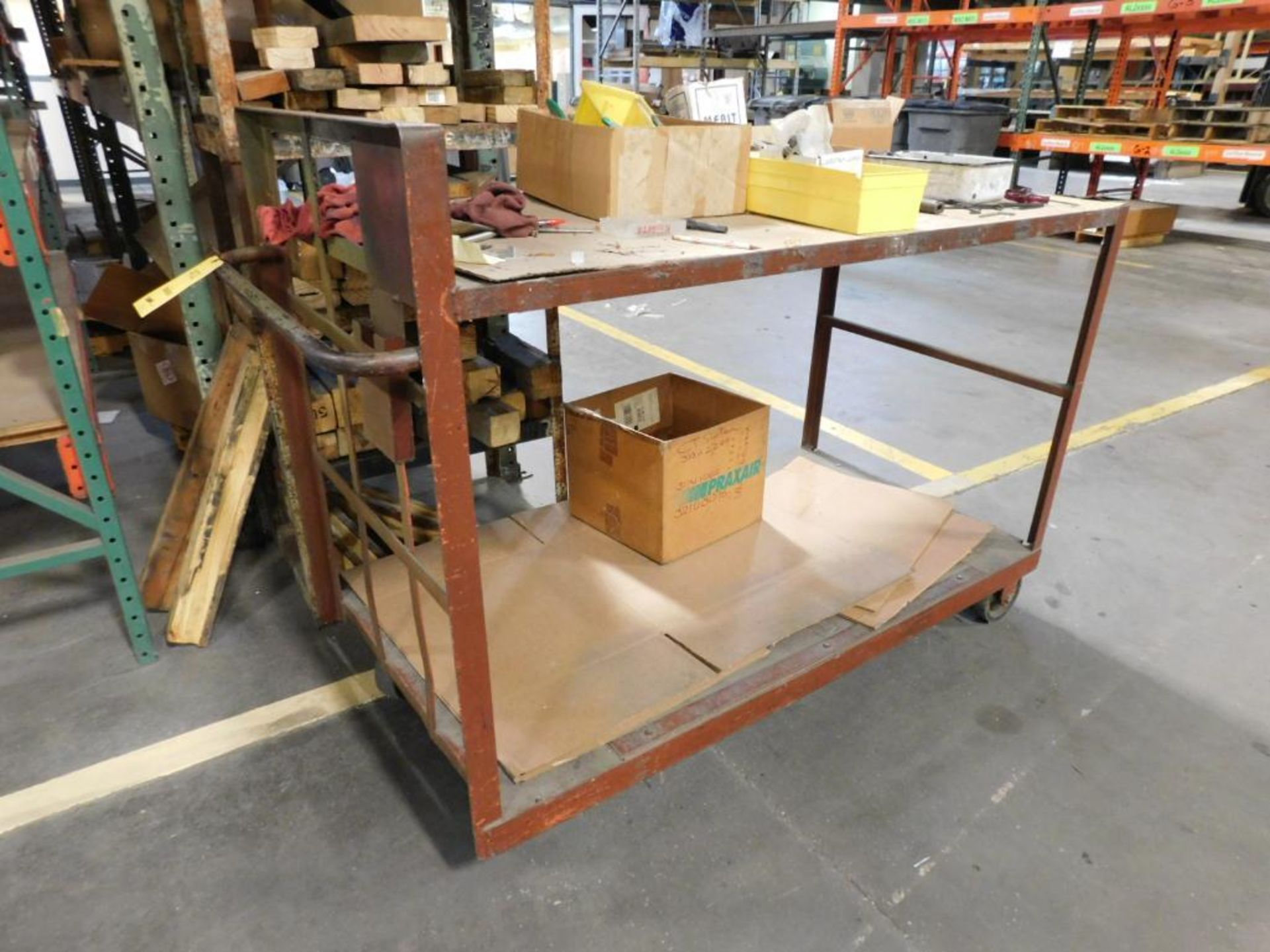 LOT: (3) 2-Tier Heavy Duty Material/Shop Carts (NO CONTENTS)