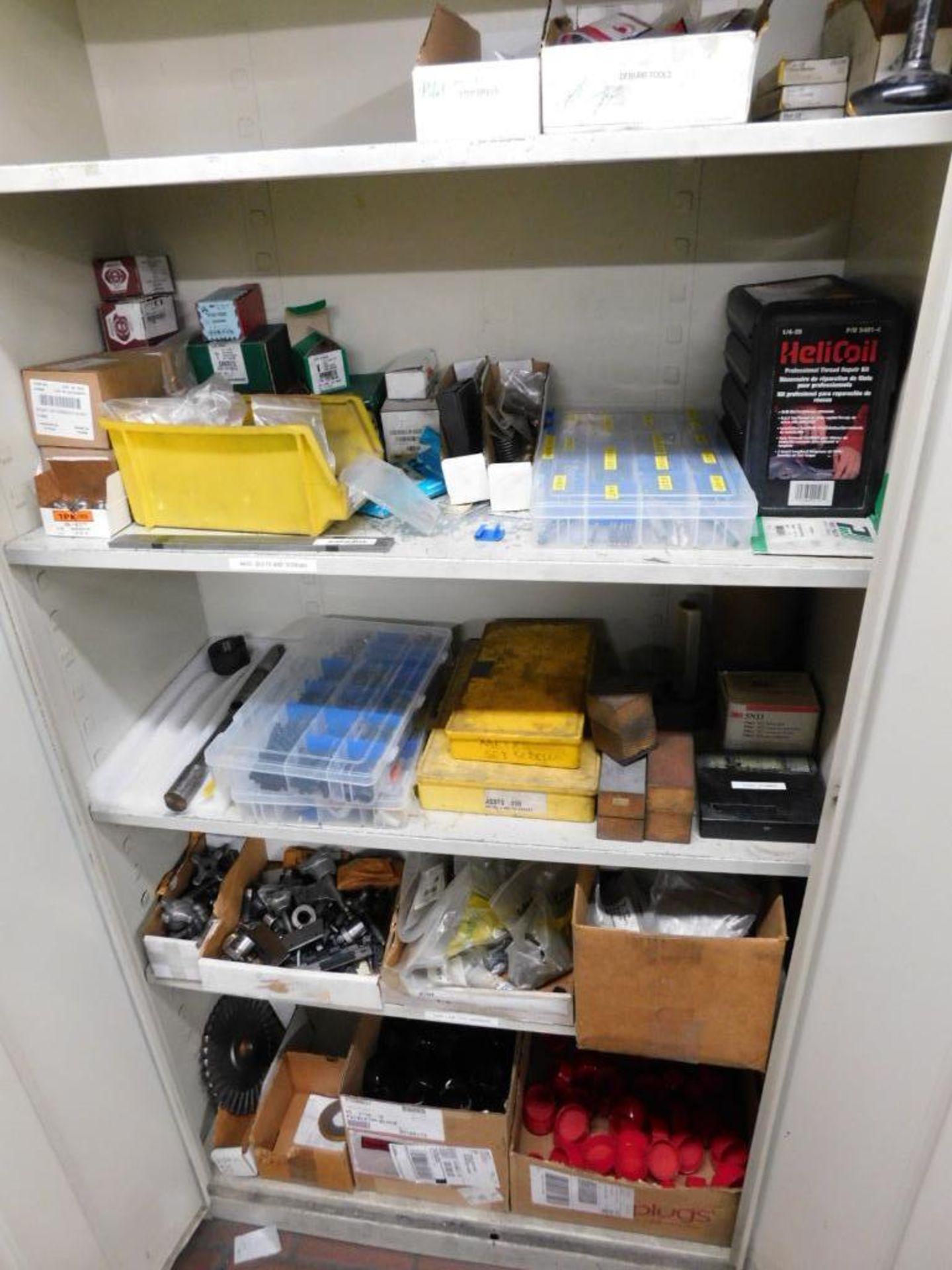 LOT: (3) Cabinets, (7) Shelves w/Assorted Abrasives, Belts, Hardware, etc. - Image 5 of 7